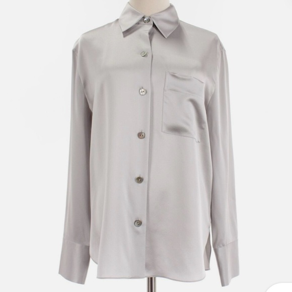 Vince Silk button up shirt gray size XXS - Picture 5 of 16